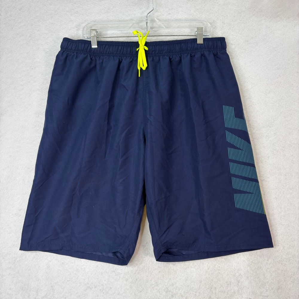 Nike Navy Blue Graphic‎ Logo Swim Trunks Mens XXL Athletic Beachwear Summer Vaca